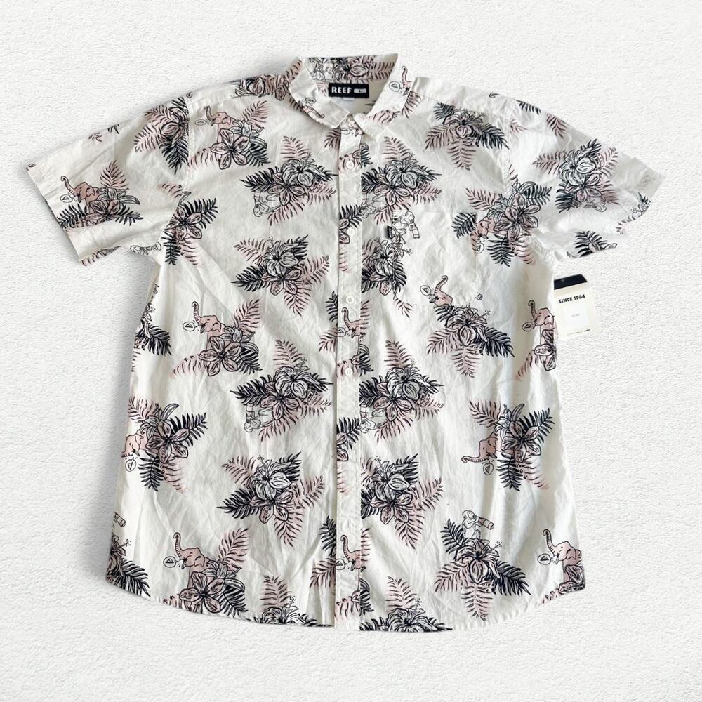 Reef Flower & Elephant Print White Shirt